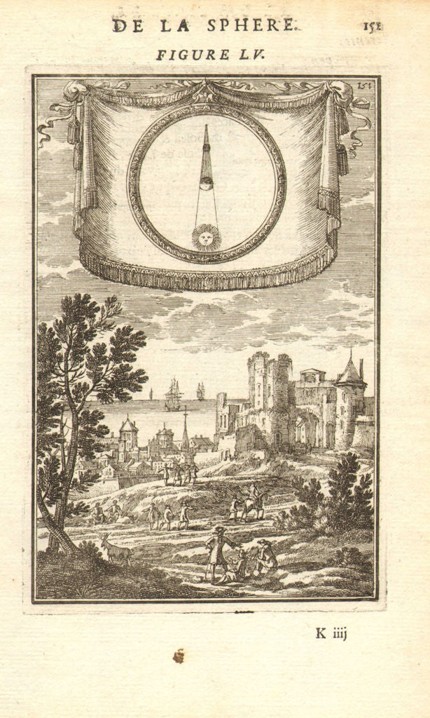 LUNAR ECLIPSE. Astronomy. Eclipse of the Moon explained. MALLET 1683 old print